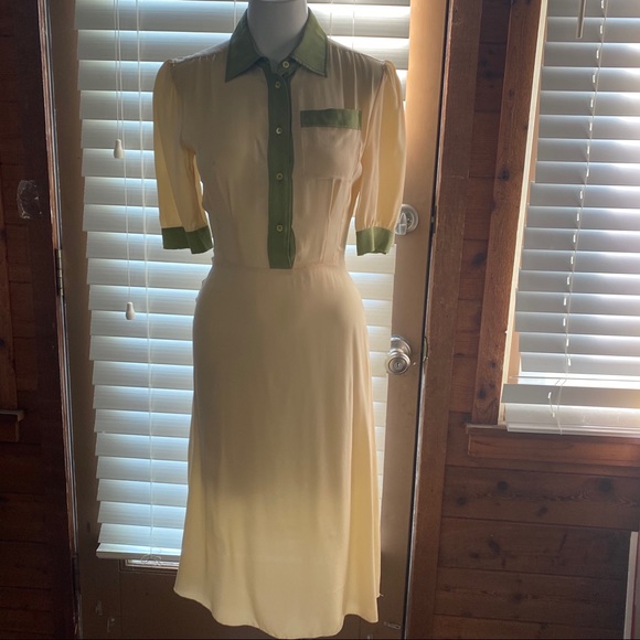 Prada Dresses & Skirts - Prada Silk Cream green dress sz 38 US 2